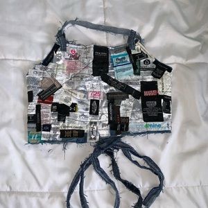 Tag patchwork backless top